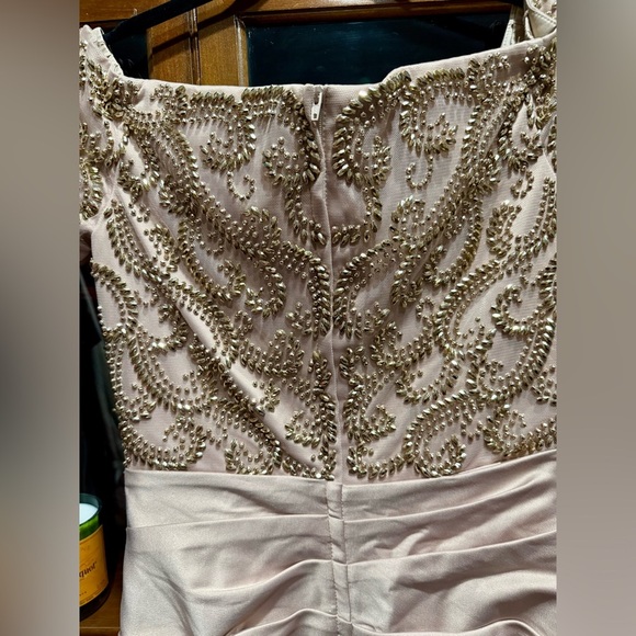 Elegant Champagne La Femme Gown with Beaded Sleeves – Size 4 - Picture 11 of 11